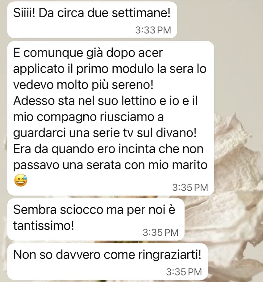 Feedback di una mamma sul percorso sonno
